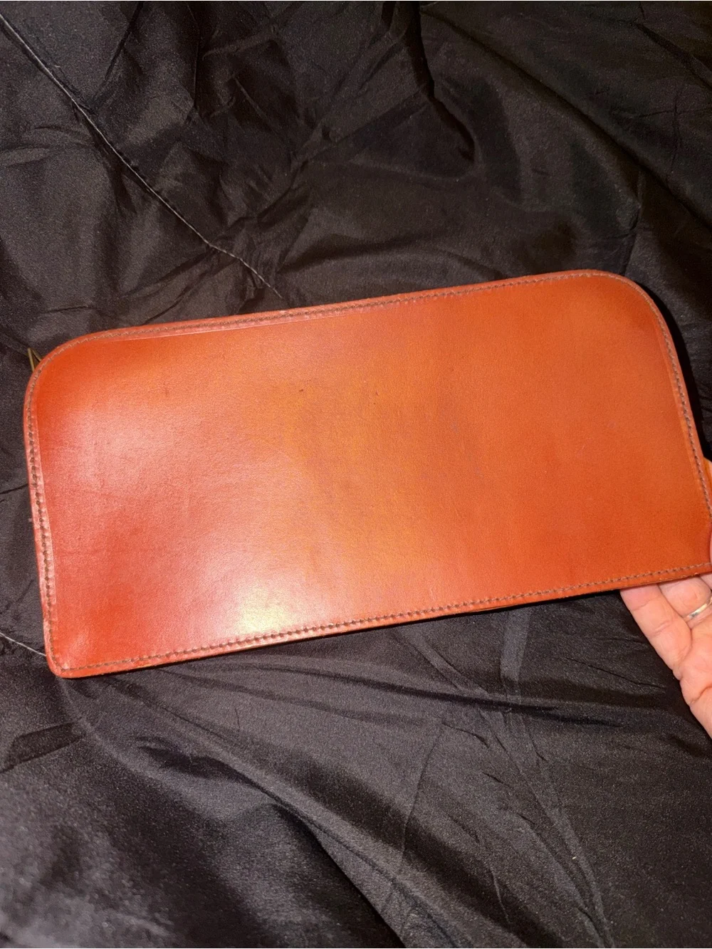 Leather Zip Wallet Clutch - Brown